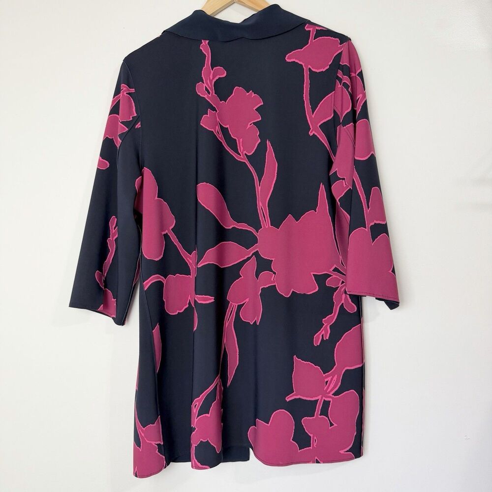 Chico’s Travelers Open Front Jacket Navy Pink Floral Women’s L 12/14 Chico’s 2 - Picture 4 of 8